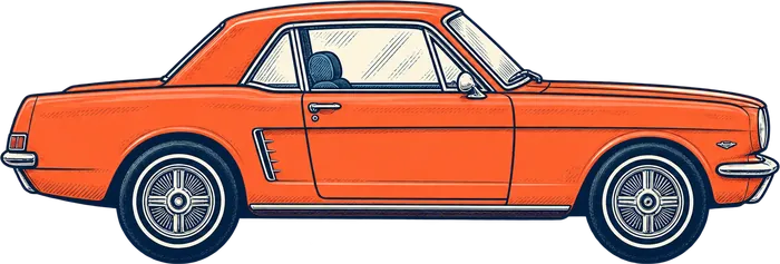 Drawing of the Ford Mustang
