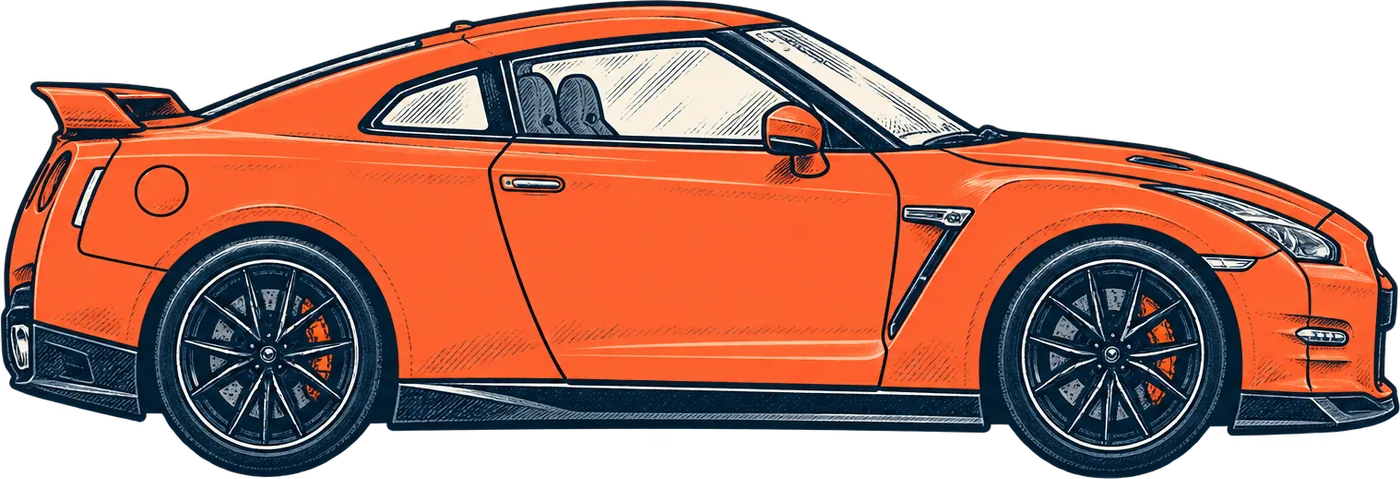 Drawing of the Nissan GT-R