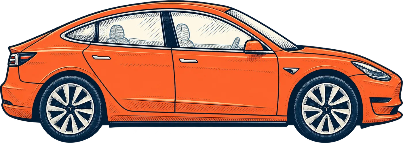 Drawing of the Tesla Model 3
